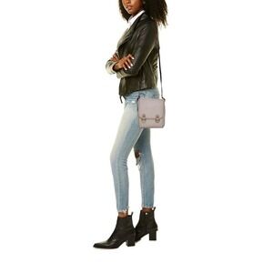 NWT Gianni Conti‎ Italian Leather Contrast Trim Flap Crossbody Bag Beige